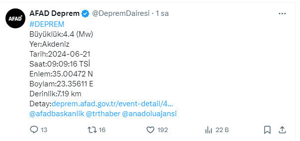 Akdeniz'de panik yaratan deprem! AFAD duyurdu - Resim: 0