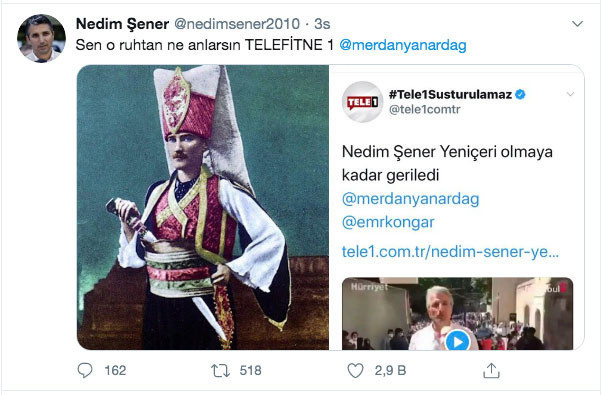 Nedim Şener'in Yeniçeri sözleri olay oldu Mine Kırıkkanat ve TELE 1'in paylaşımına sert yanıt - Resim: 0