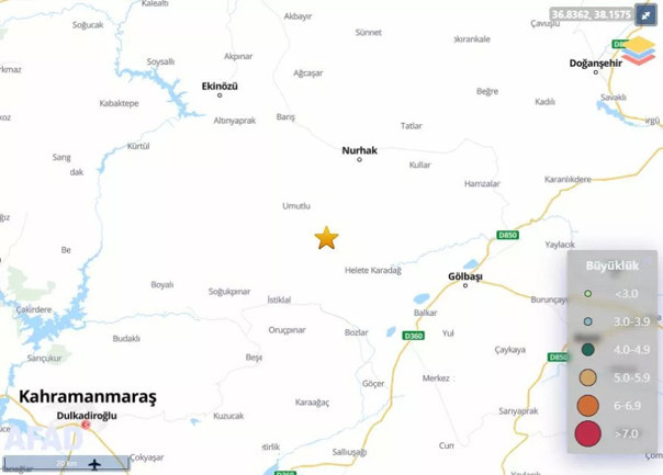 Kahramanmaraş'ta 4,9 büyüklüğünde deprem oldu - Resim: 0