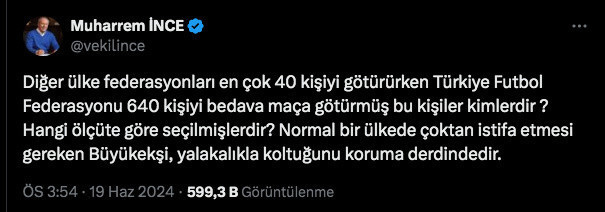 Muharrem İnce'den EURO 2024'e 640 kişiyi bedava maça götüren TFF'ye tepki - Resim: 0