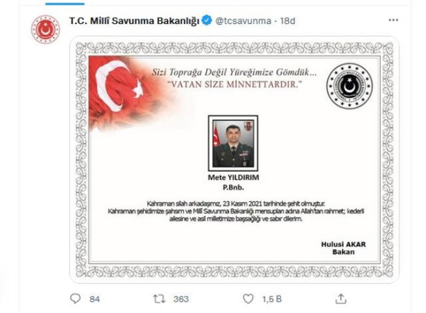 Barış Pınarı bölgesinden acı haber! Binbaşı Mete Yıldırım şehit oldu - Resim: 0