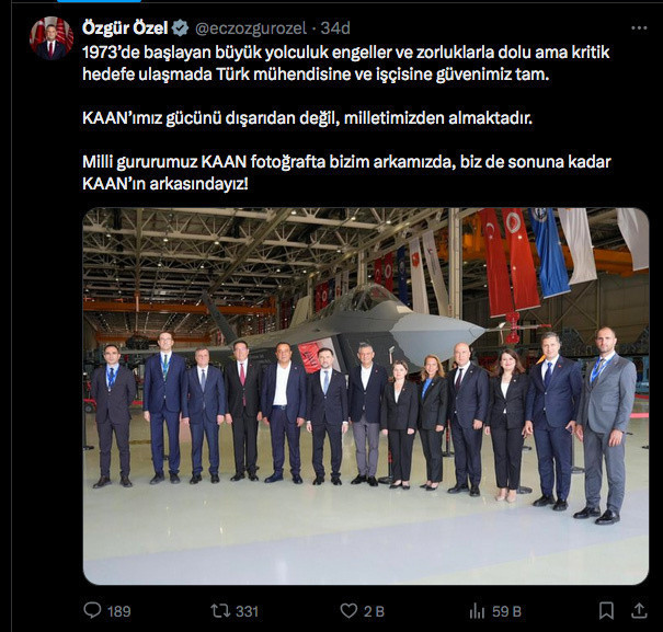 Özgür Özel'den dikkat çeken KAAN paylaşımı - Resim: 0