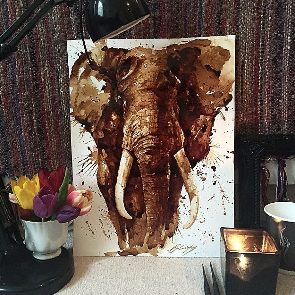 Kahve ile çizilen resimler büyülüyor - Resim: 1