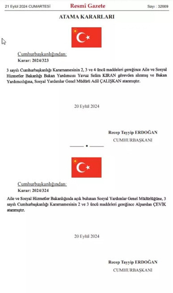 Resmi Gazete'de yayınlandı! Bir Bakan yardımcısı ve 8 üniversite rektörü... - Resim: 0
