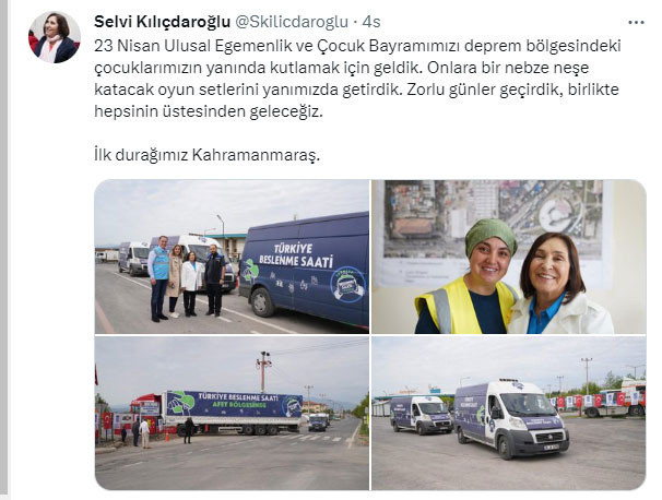 Selvi Kılıçdaroğlu 23 Nisan'ı deprem bölgesindeki çocuklarla kutladı - Resim: 0