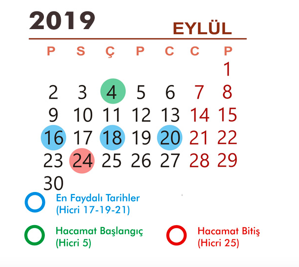Hacamat takvimi 2019 eylül ayında hangi günler yaptırılır? - Resim: 0