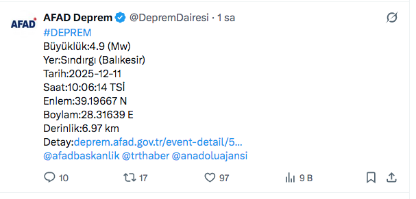 Balıkesir'de deprem oldu! Sındırgı depremi büyüklüğünü AFAD duyurdu - Resim: 0