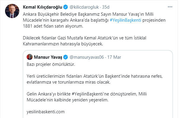 Kemal Kılıçdaroğlu'ndan "Yeşilin Başkenti" projesine destek!  1881 fidan satın aldı - Resim: 0