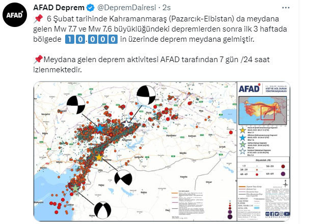 6 Şubat'tan son kaç artçı deprem yaşandı? AFAD'dan flaş açıklama harita da paylaşıldı - Resim: 0