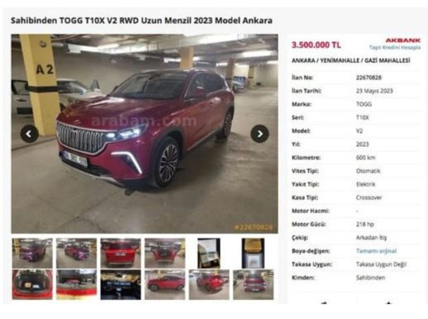 Togg'unu satmak için ilan verdi yazdığı rakam dudak uçuklattı: Kimliği ortaya çıktı! - Resim: 0