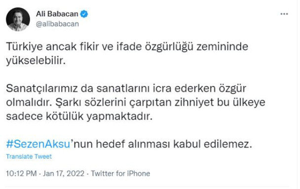 Sezen Aksu'nun Adem ve Havva şarkısına Ali Babacan'dan destek geldi - Resim: 0