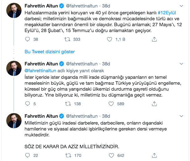 İletişim Başkanı Fahrettin Altun'dan 12 Eylül paylayımı - Resim: 0