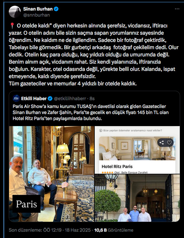 Sinan Burhan ve Zafer Şahin'den 145 bin liralık otelde kaldılar iddiasına sert tepki - Resim: 0