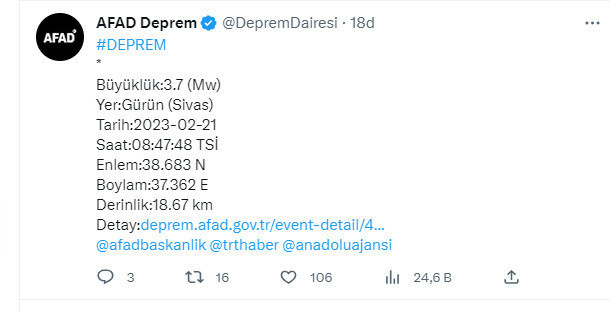 Sivas'ta deprem oldu! AFAD şiddetini açıkladı - Resim: 0