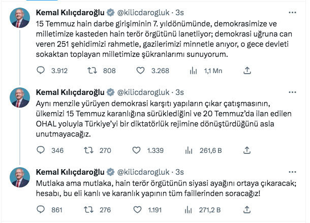 Kılıçdaroğlu'ndan '15 Temmuz' paylaşımı: Siyasi ayağını ortaya çıkaracağız - Resim: 0