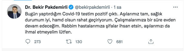 Bakan Bekir Pakdemirli koronavirüse yakalandı - Resim: 0