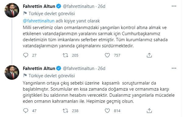 İletişim Başkanı Fahrettin Altun açıkladı! Yangınlarla ilgili soruşturma başlatıldı - Resim: 0