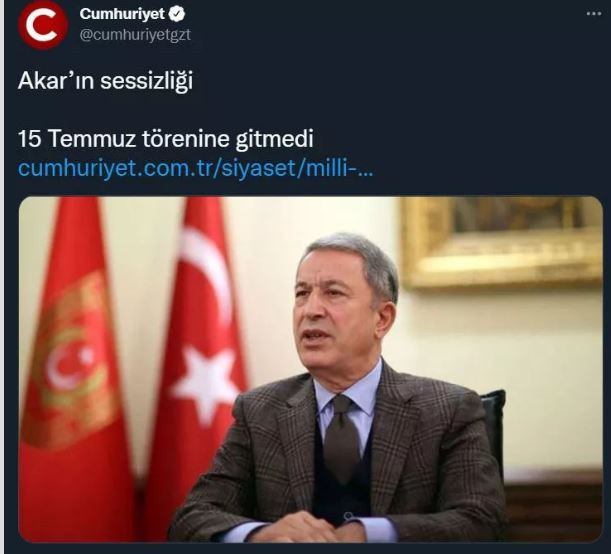 Cumhuriyet ve TELE1'in "Hulusi Akar 15 Temmuz törenine katılmadı" haberleri fotoğraflarla yalanlandı - Resim: 1