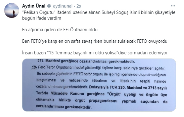 Erdoğan'ın eski metin yazarı Aydın Ünal 'Pelikan Örgütü' dediği için ifade verdi - Resim: 0