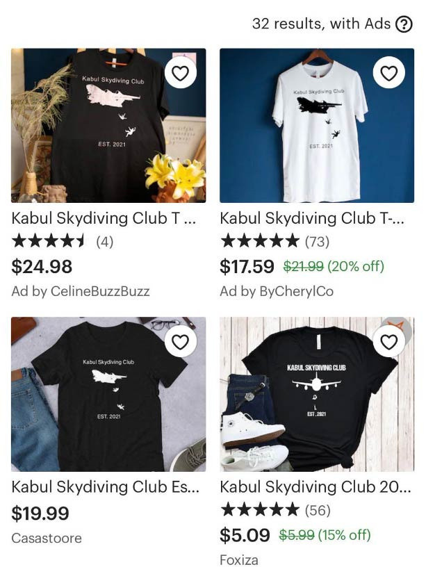 Kabil'de uçaktan düşen insanlarla dalga geçtiler görüntüleri tişörte basıldı: Kabul Skydiving Club - Resim: 0