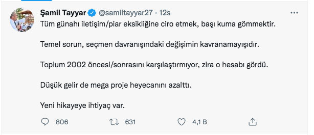 AK Parti MKYK üyesi Şamil Tayyar'dan özeleştiri: Yeni hikayeye ihtiyaç var - Resim: 0