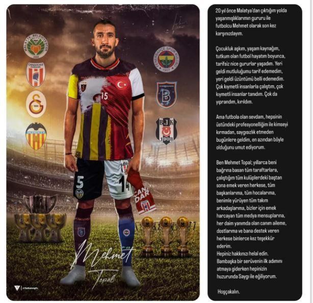 Mehmet Topal futbolu bıraktı! Sosyal medyadan veda mesajı yayınladı - Resim: 1