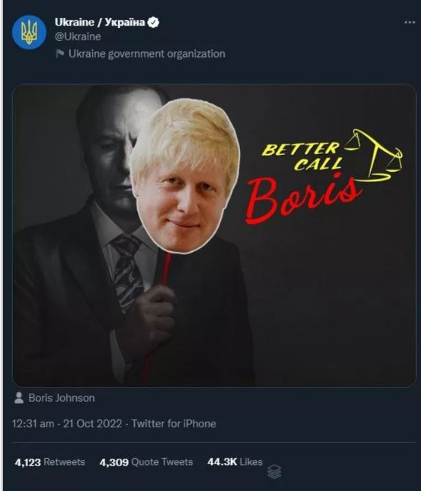 Liz Truss istifasının ardından Ukrayna'dan ilginç Boris Johnson paylaşımı - Resim: 0