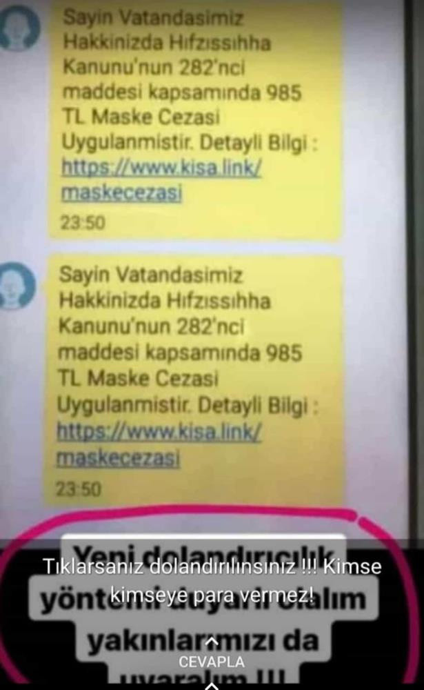 Bu linke sakın tıklamayın! Sahte 'Maske Cezası' mesajıyla 300 bin lira dolandırdılar - Resim: 0