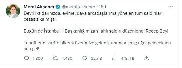 İYİ Parti İstanbul İl Başkanlığı’na silahlı saldırı! Meral Akşener'den ilk açıklama - Resim: 0