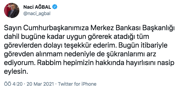 naci ağbal merkez bankasına veda