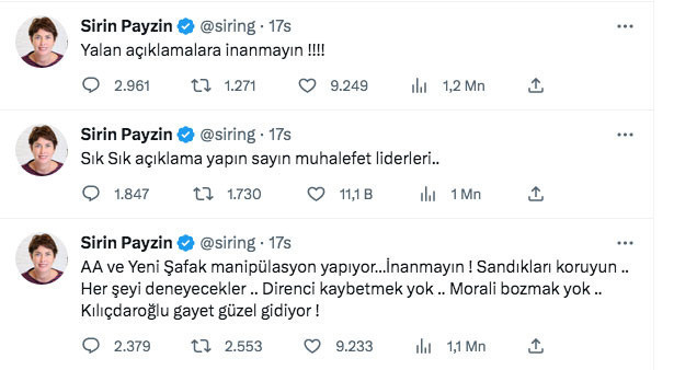 Şirin Payzın 'sandıkları koruyun Kılıçdaroğlu gayet güzel gidiyor' dedi 'ver gazı nasılsa bedava' yorumu geldi - Resim: 0