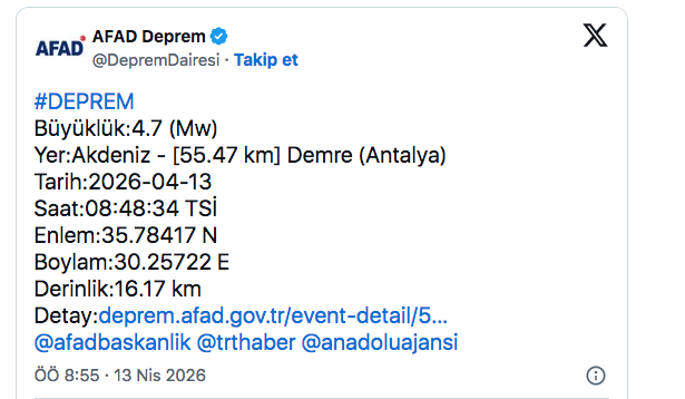 Antalya'da panik yaratan depremler! AFAD son depremi duyurdu - Resim: 1