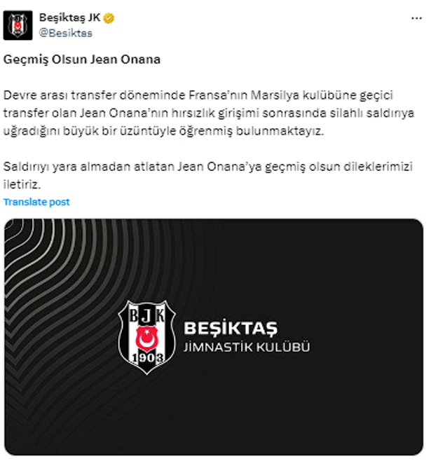 Jean Onana'ya silahlı saldırı: Beşiktaş'tan açıklama - Resim: 0