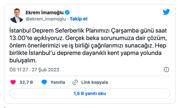 Ekrem İmamoğlu duyurdu: Deprem Seferberlik Planımızı çarşamba günü açıklıyoruz - Resim: 0
