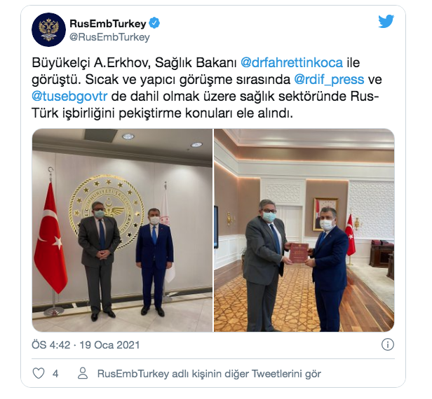 Sağlık Bakanı Fahrettin Koca, Rus Büyükelçi ile görüştü - Resim: 0