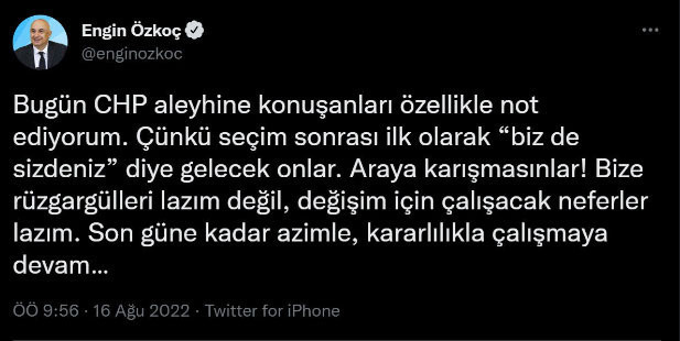 CHP'li Engin Koç'tan tehdit gibi sözler: Bugün CHP aleyhine konuşanları özellikle not ediyorum - Resim: 0