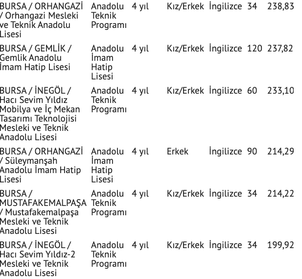 Bursa lise taban puanları 2021 Bursa yüzdelik dilim sıralaması - Resim: 6