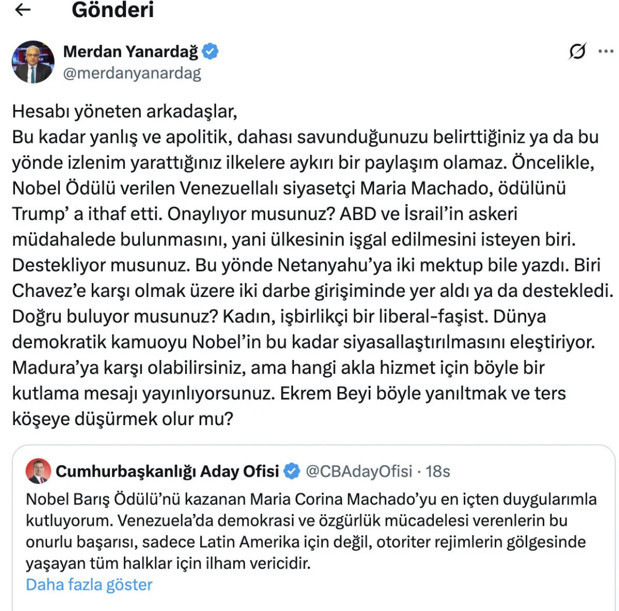 İmamoğlu'nun Netanyahu yanlısı Machado'yu övmesine Yanardağ'dan tepki - Resim: 0