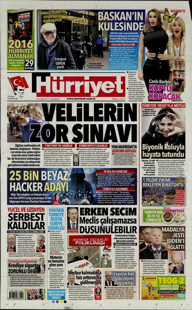 Gazete manşetleri 14 Ocak 2017 Hürriyet - Sözcü - Cumhuriyet ne yazdı? - Resim: 2
