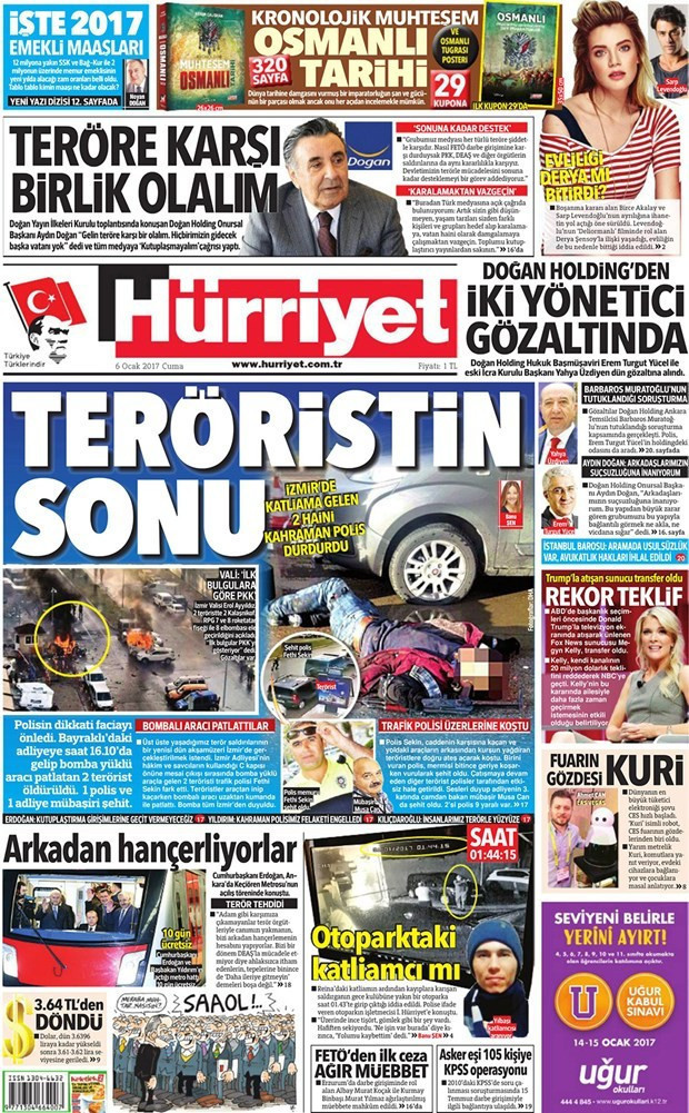 Gazete manşetleri 6 Ocak 2017 Sözcü - Hürriyet - Cumhuriyet  - Resim: 4