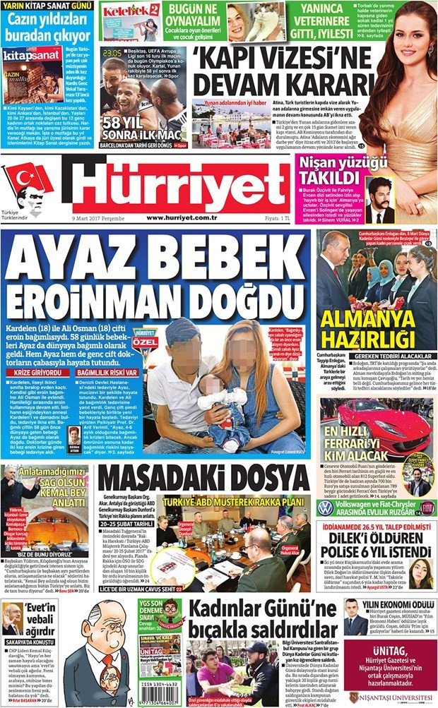 Gazete manşetleri Sözcü - Hürriyet - Milliyet 9 Mart 2017 - Resim: 3