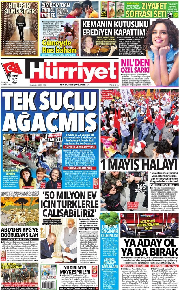Gazete manşetleri Sözcü - Hürriyet - Karar 2 Mayıs 2017 - Resim: 1