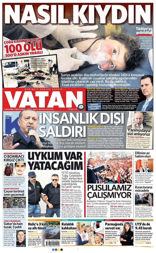 Gazete manşetleri Hürriyet - Vatan - Sözcü 5 Nisan 2017 - Resim: 2