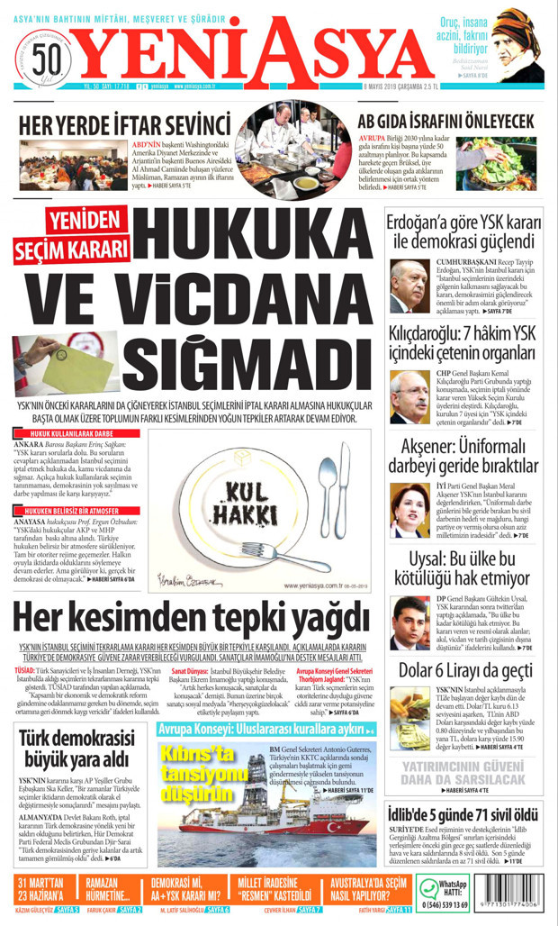 Yeni Asya gazetesinden YSK’nın kararıyla ilgili olay karikatür - Resim: 0