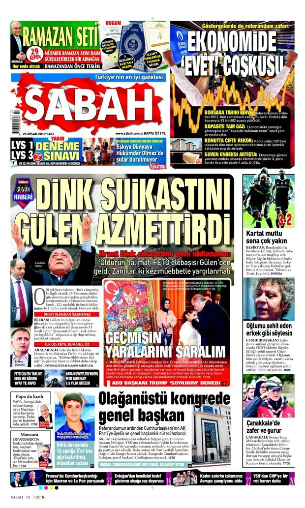 Gazete manşetleri Hürriyet - Aydınlık - Karar 25 Nisan 2017 - Resim: 4