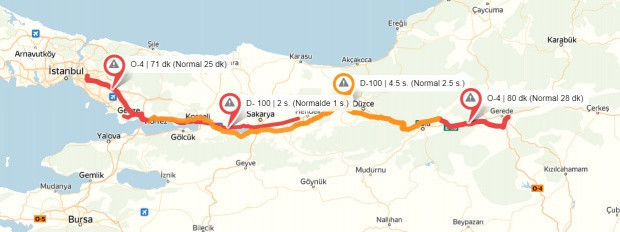 Navigasyon uygulamasının çıkardığı bayram trafik haritası - Resim: 2