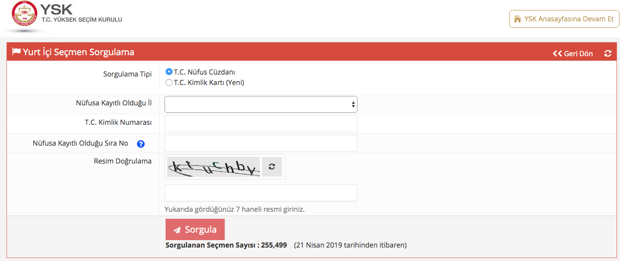 YSK seçmen sorgulama