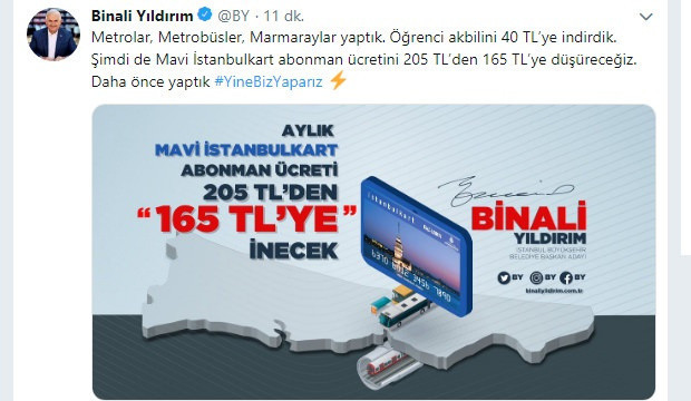 Binali Yıldırım'dan İstanbullulara yeni indirim müjdesi - Resim: 0