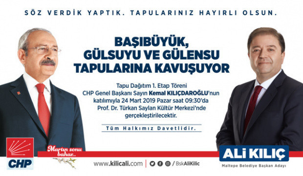 CHP Genel Başkanı Kemal Kılıçdaroğlu Maltepe'de tapu dağıtacak - Resim: 0