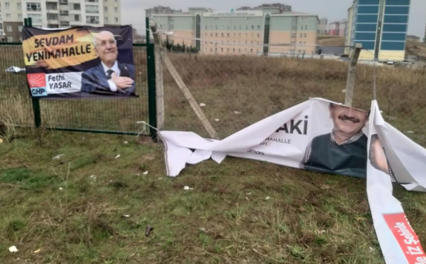 "Yenimahalle Belediye Başkan Adayı Veysel Tiryaki'nin pankartları kesildi" iddiası - Resim: 0
